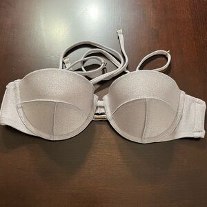 NWOT Victoria's Secret Silver Underwire Padded Bathing Suit Top Sz 36A